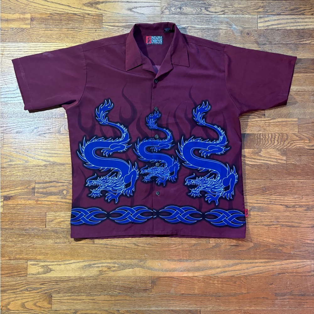 sick y2k jnco like chinese dragon button up size XL affliction